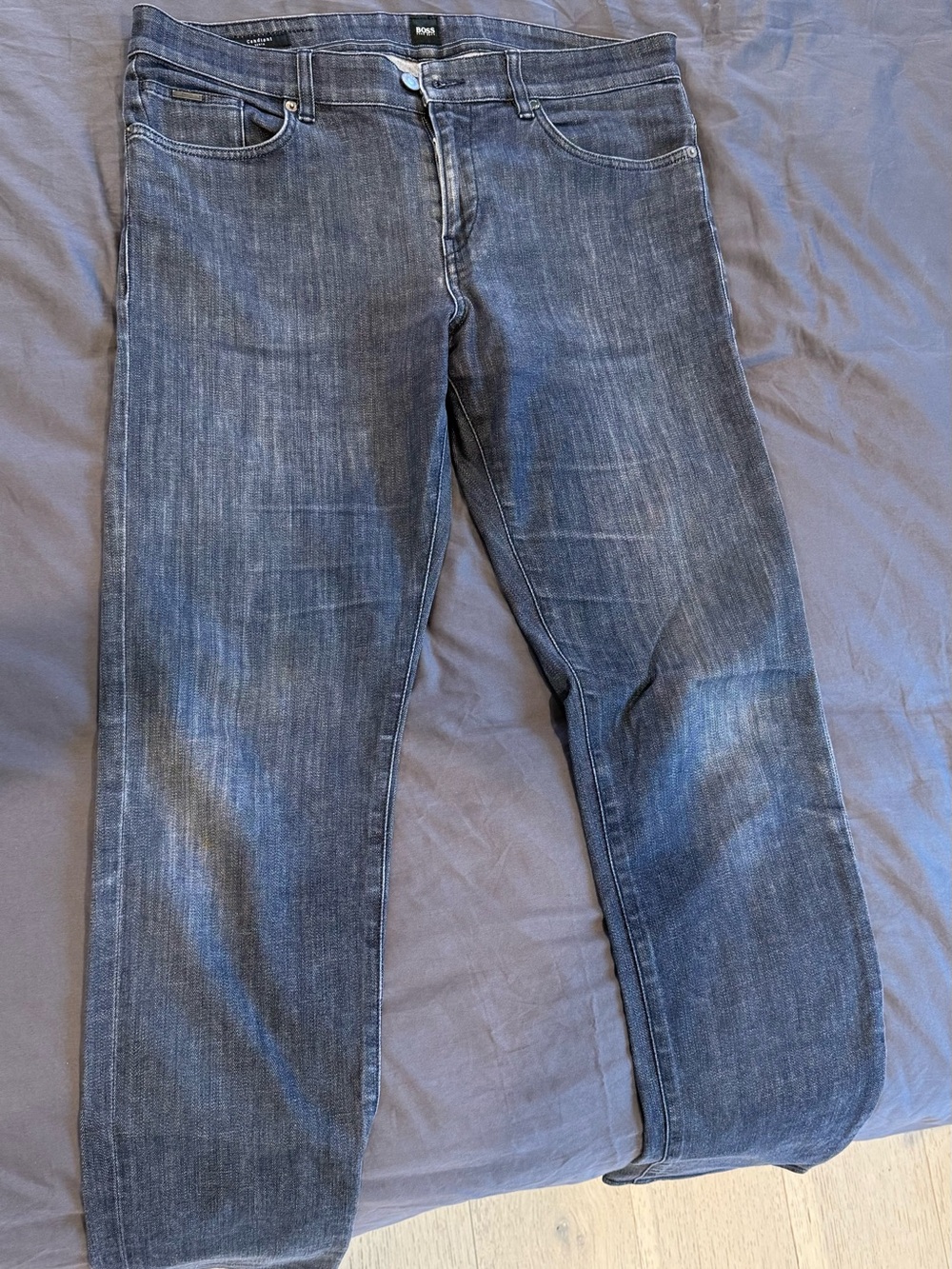 BOSS Men's Gray Straight-Leg Jeans